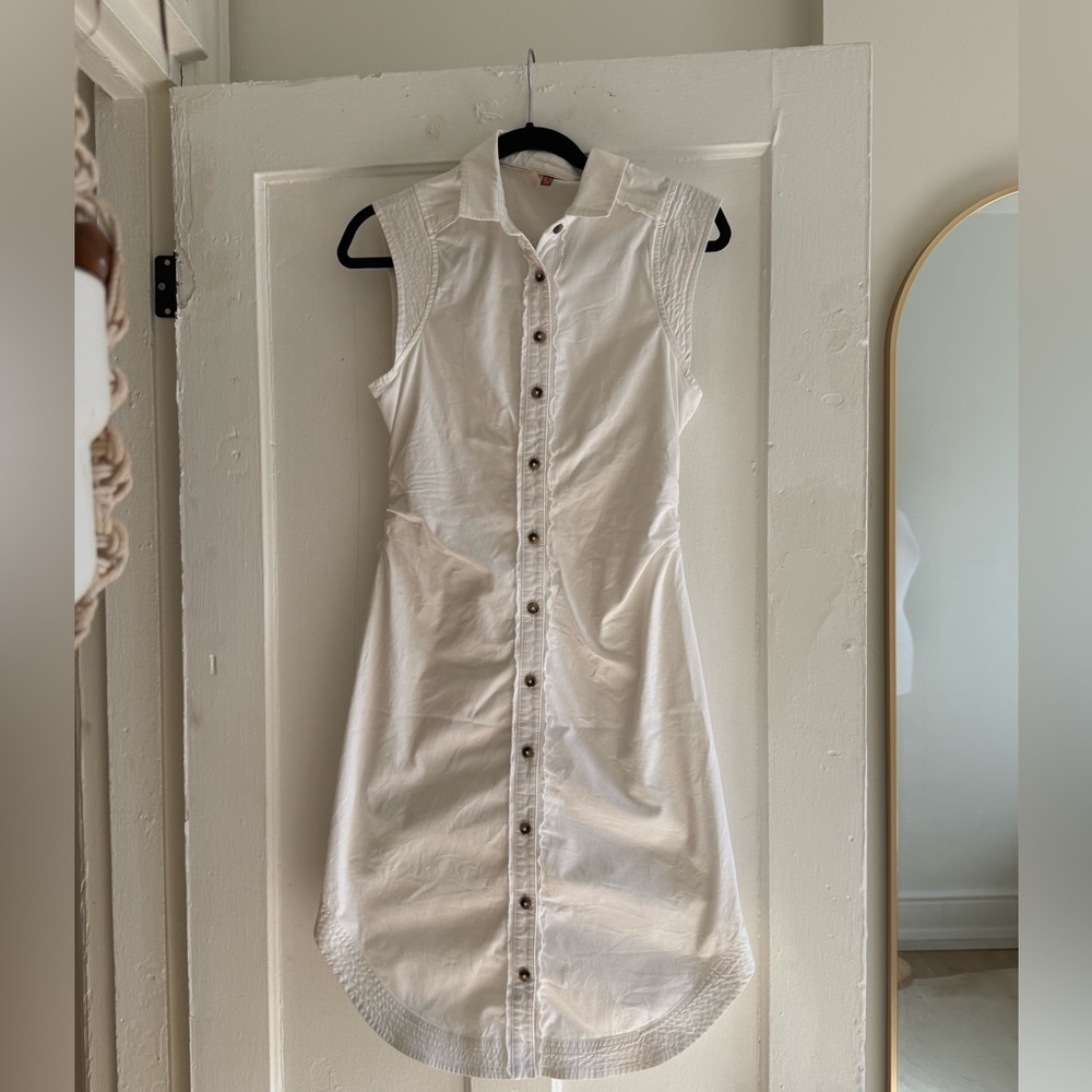 Pilcro Anthropologie White Button Front Shirt Dress Size 4 Sleeveless Cotton